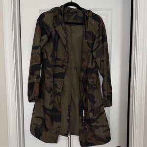 Zara Women’s Camouflage Hooded Anorak Jacket - Olive Camo